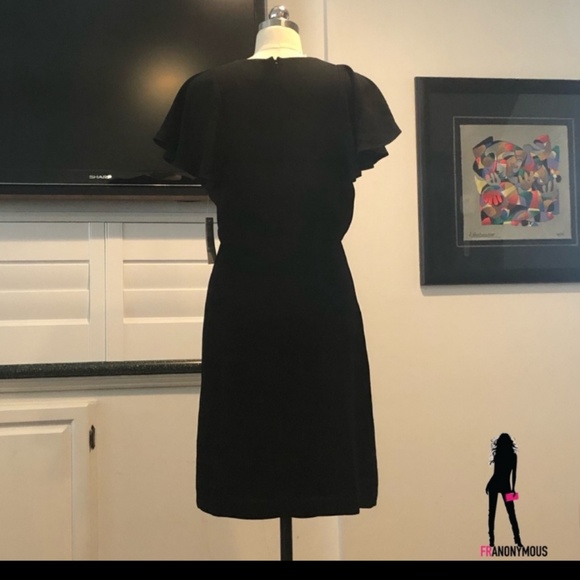 Black Crepe Flutter Sleeve Dress - Picture 4 of 4